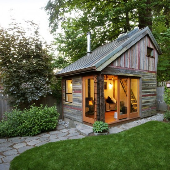 Backyard Barn House Made from Reclaimed Barn Wood