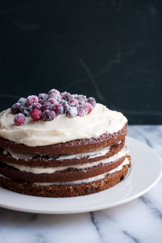 Gingerbread Layer Cake with Eggnog Cream Cheese Frosting